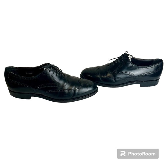 Hanover MasterFlex Dress Shoes‎ Men’s sz. 10 Black Wingtip Oxford Leather - Picture 9 of 14